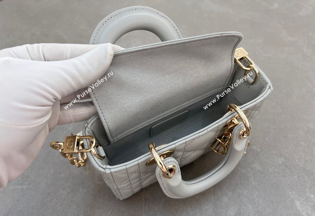 Dior Micro Lady D-Joy Bag in Cannage Lambskin Cloud Grey 2024 S0910 (BF-241031104)