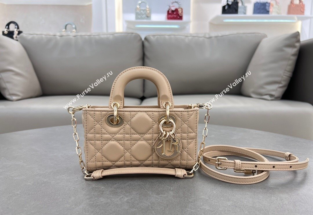 Dior Micro Lady D-Joy Bag in Cannage Lambskin Light Beige 2024 S0910 (BF-241031105)