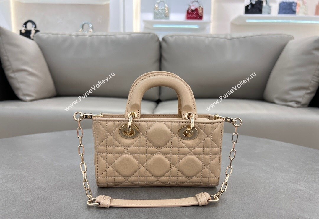 Dior Micro Lady D-Joy Bag in Cannage Lambskin Light Beige 2024 S0910 (BF-241031105)