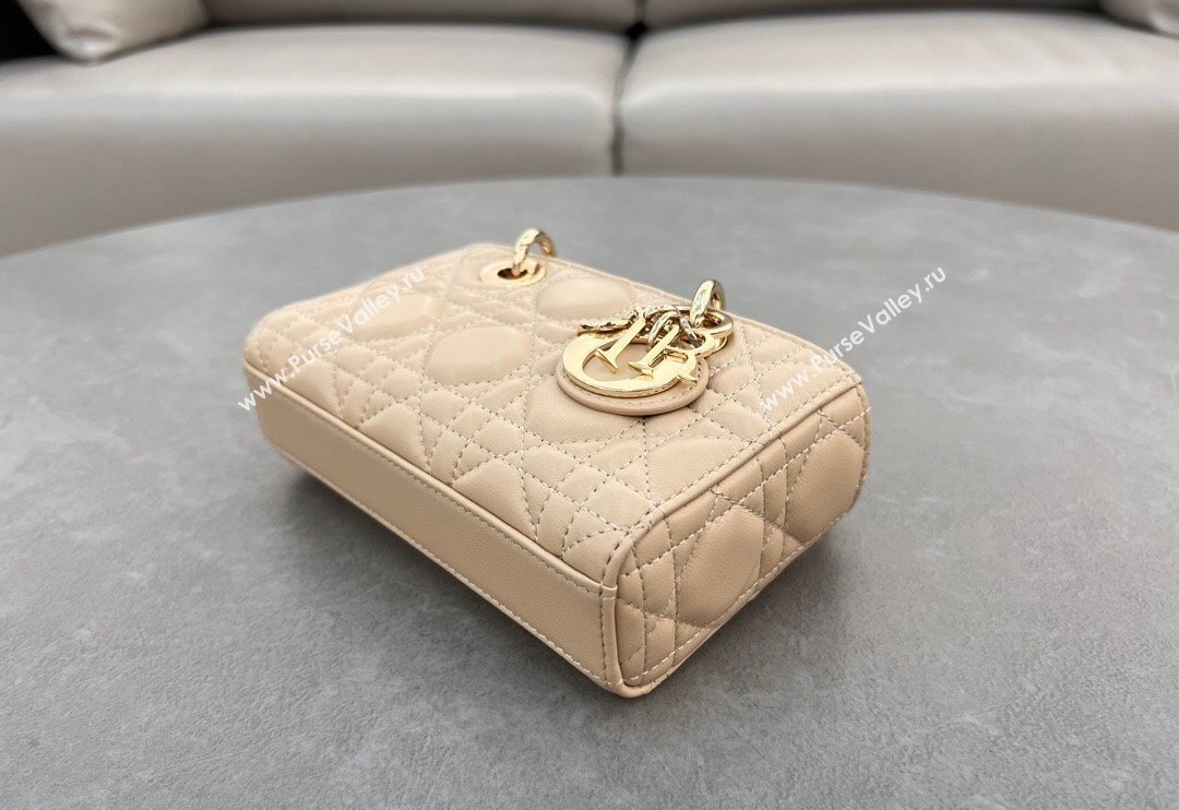 Dior Micro Lady D-Joy Bag in Cannage Lambskin Light Beige 2024 S0910 (BF-241031105)