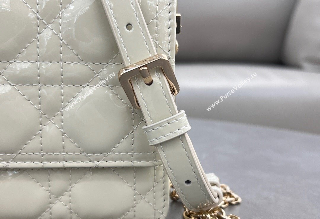 Dior My Dior Top Handle Bag in Patent Cannage Calfskin White 2024 0997 (BF-241031084)