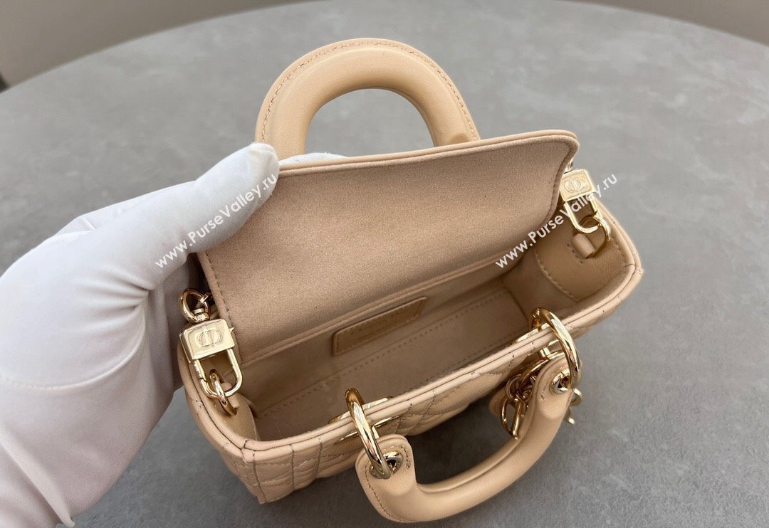 Dior Micro Lady D-Joy Bag in Cannage Lambskin Light Beige 2024 S0910 (BF-241031105)