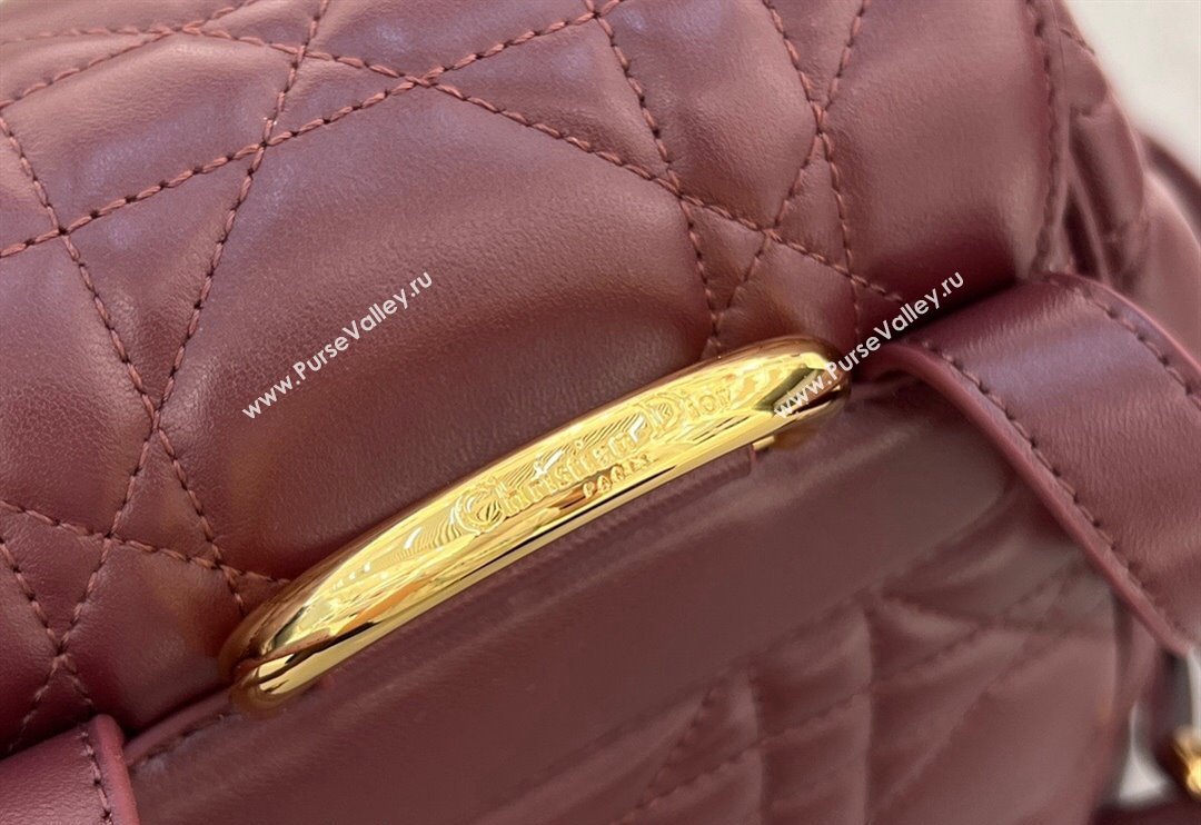 Dior Medium Dior Caro Backpack Bag in Macrocannage Lambskin Dark Burgundy 2024 (XXG-241101014)