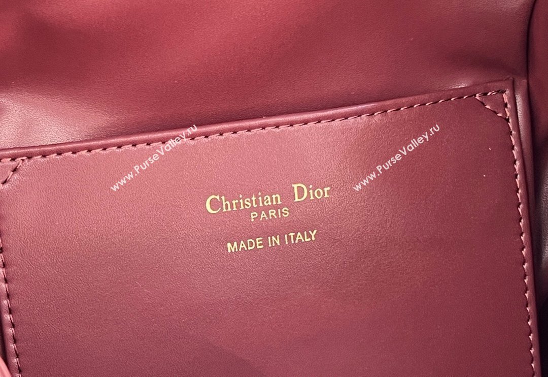 Dior Medium Dior Caro Backpack Bag in Macrocannage Lambskin Dark Burgundy 2024 (XXG-241101014)