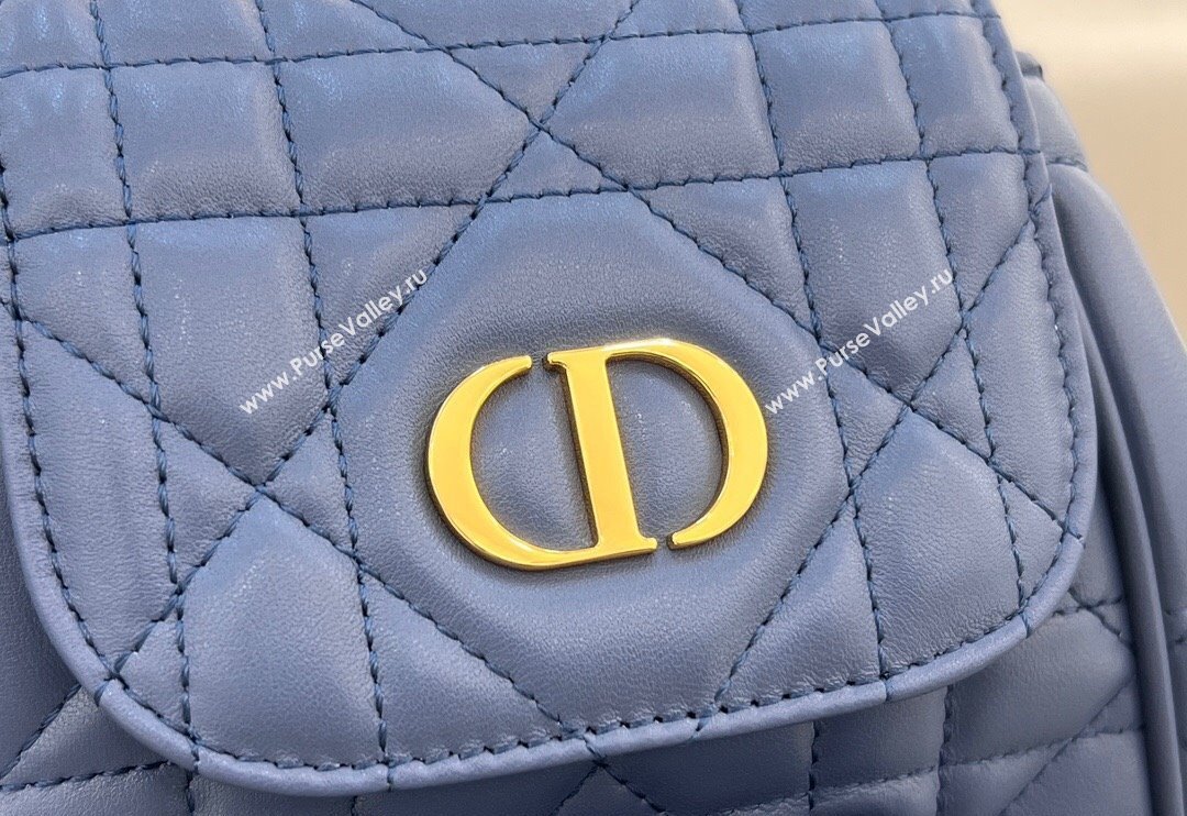 Dior Small Dior Caro Backpack Bag in Macrocannage Lambskin Blue 2024 (XXG-241101005)