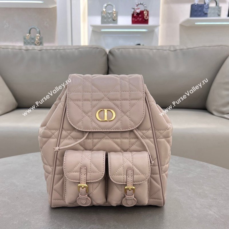 Dior Medium Dior Caro Backpack Bag in Macrocannage Lambskin Nude Pink 2024 (XXG-241101015)