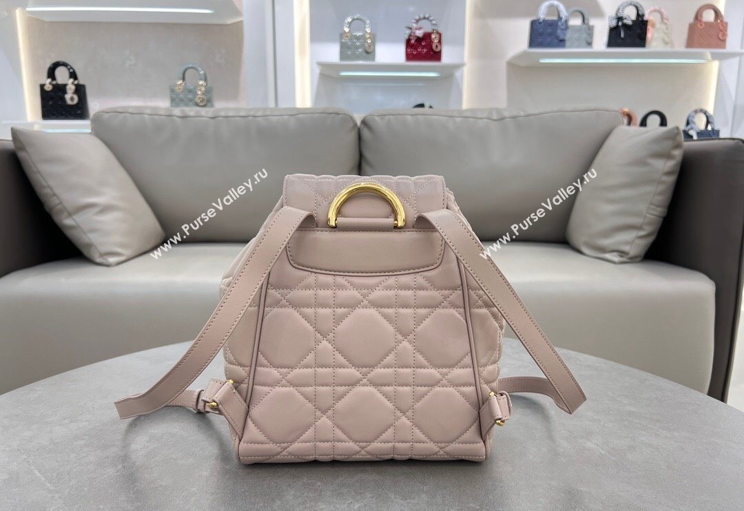 Dior Medium Dior Caro Backpack Bag in Macrocannage Lambskin Nude Pink 2024 (XXG-241101015)