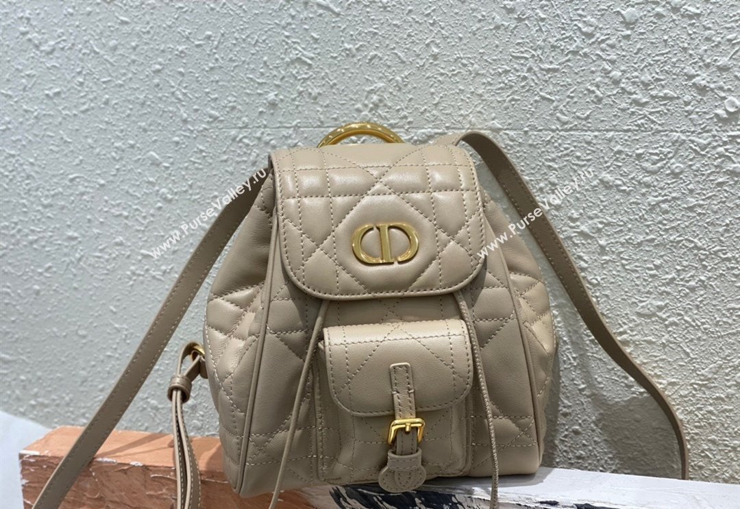 Dior Small Dior Caro Backpack Bag in Macrocannage Lambskin Biscuit Beige 2024 (XXG-241101006)