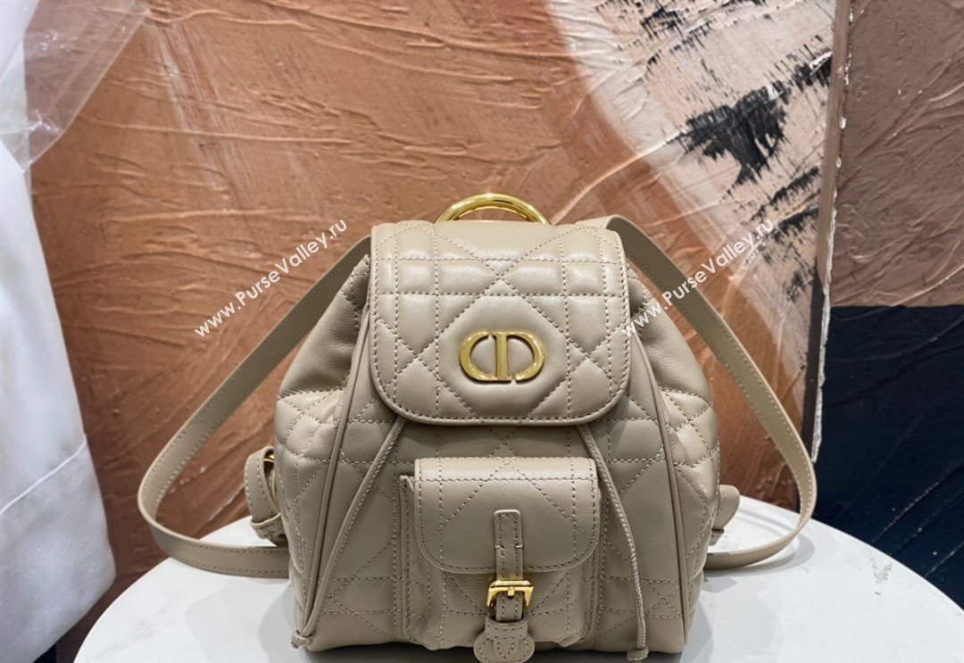 Dior Small Dior Caro Backpack Bag in Macrocannage Lambskin Biscuit Beige 2024 (XXG-241101006)