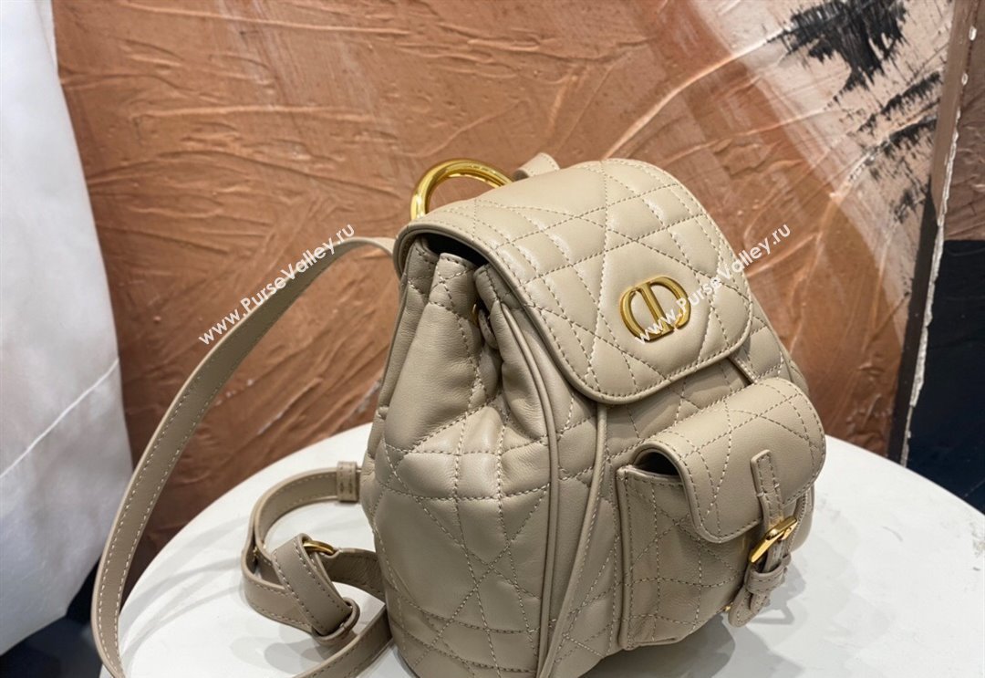 Dior Small Dior Caro Backpack Bag in Macrocannage Lambskin Biscuit Beige 2024 (XXG-241101006)