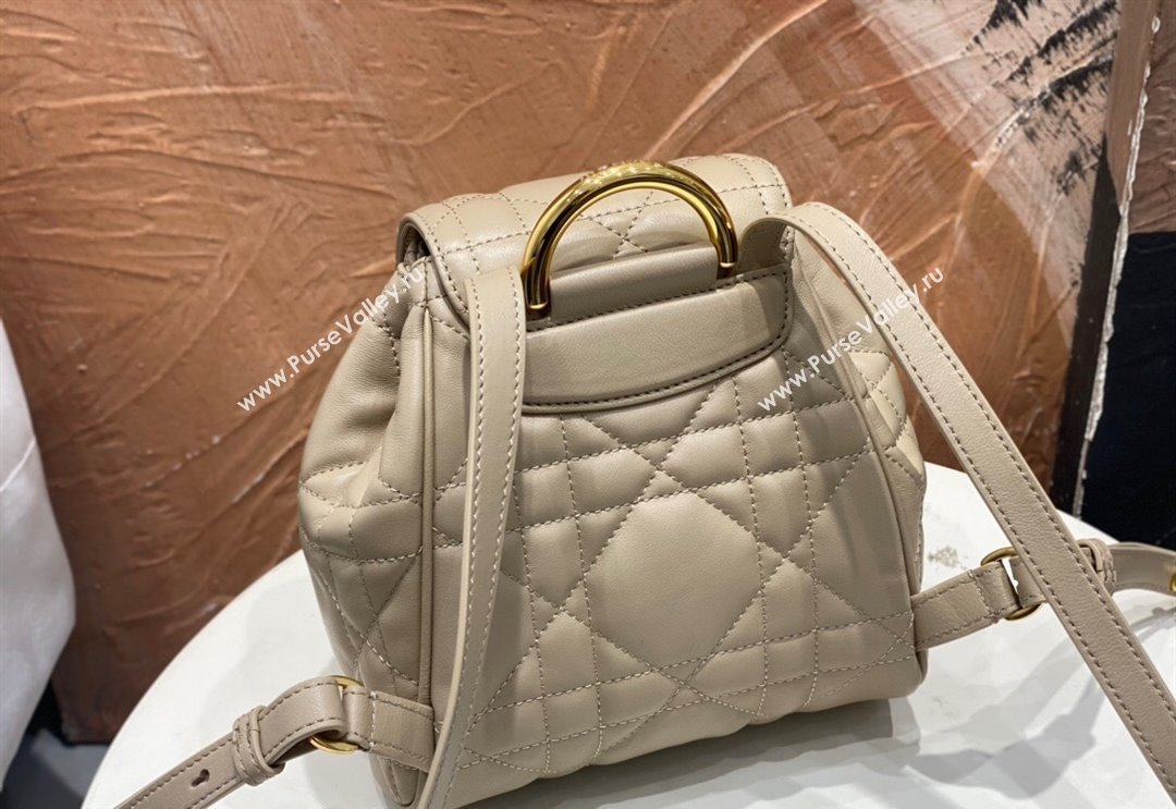 Dior Small Dior Caro Backpack Bag in Macrocannage Lambskin Biscuit Beige 2024 (XXG-241101006)