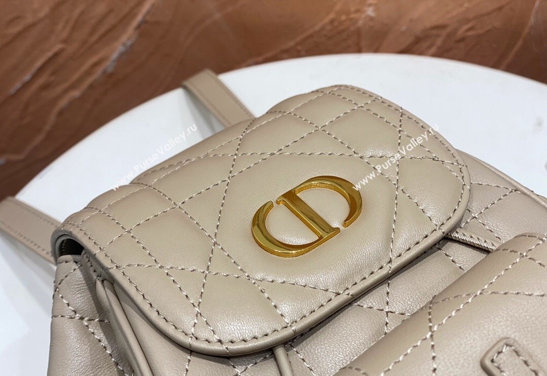 Dior Small Dior Caro Backpack Bag in Macrocannage Lambskin Biscuit Beige 2024 (XXG-241101006)