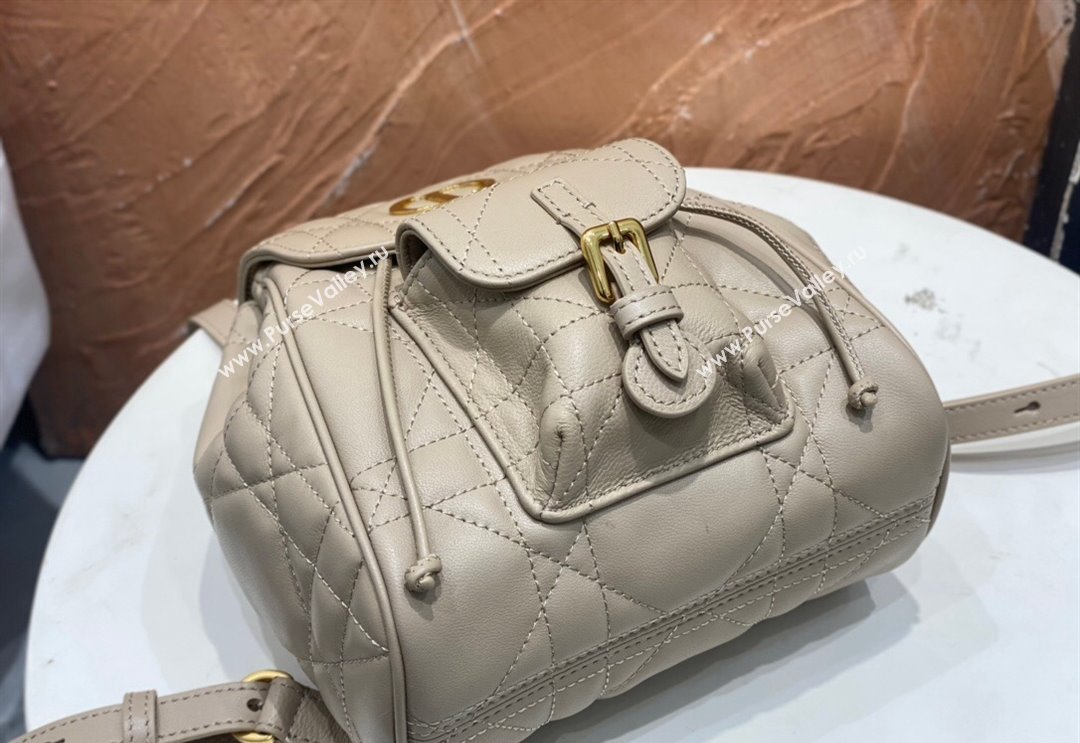 Dior Small Dior Caro Backpack Bag in Macrocannage Lambskin Biscuit Beige 2024 (XXG-241101006)