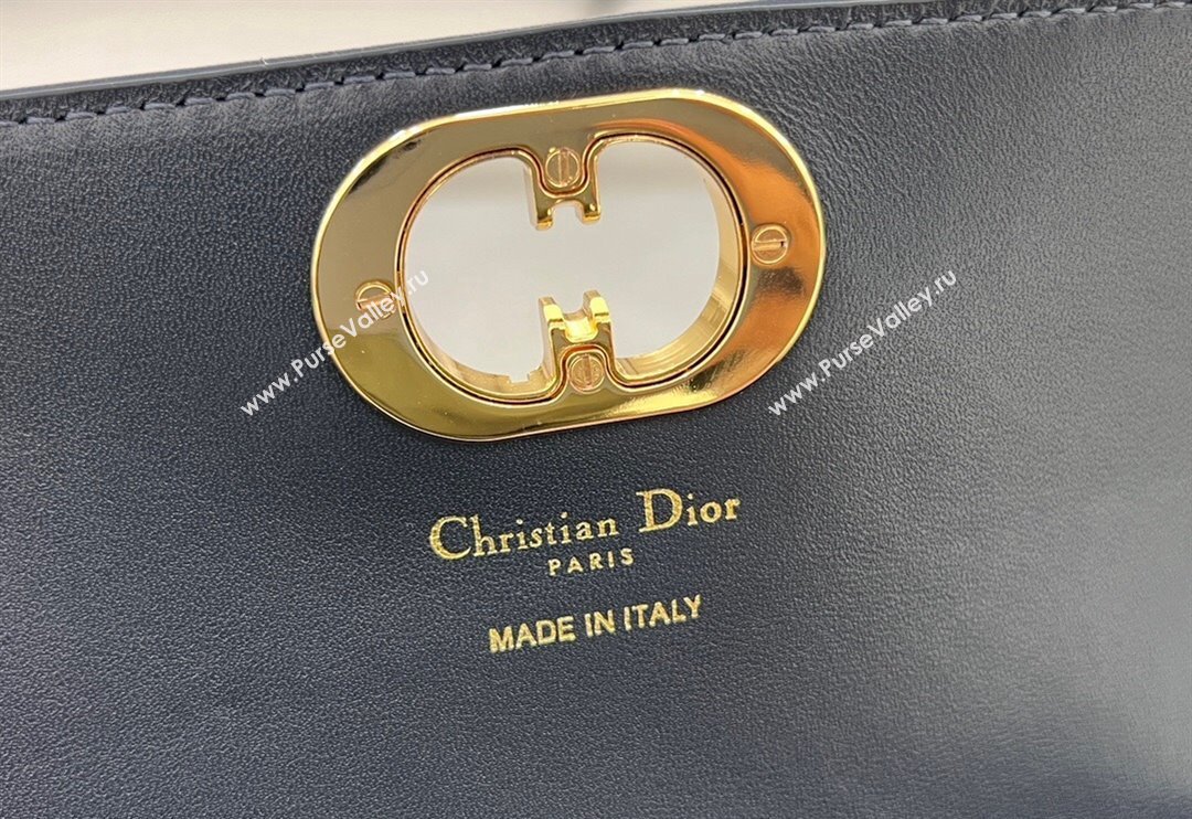 Dior Miss Caro Pouch with Chain in Black Calfskin and Blue Oblique Canvas 2024 5225 (BF-241031085)