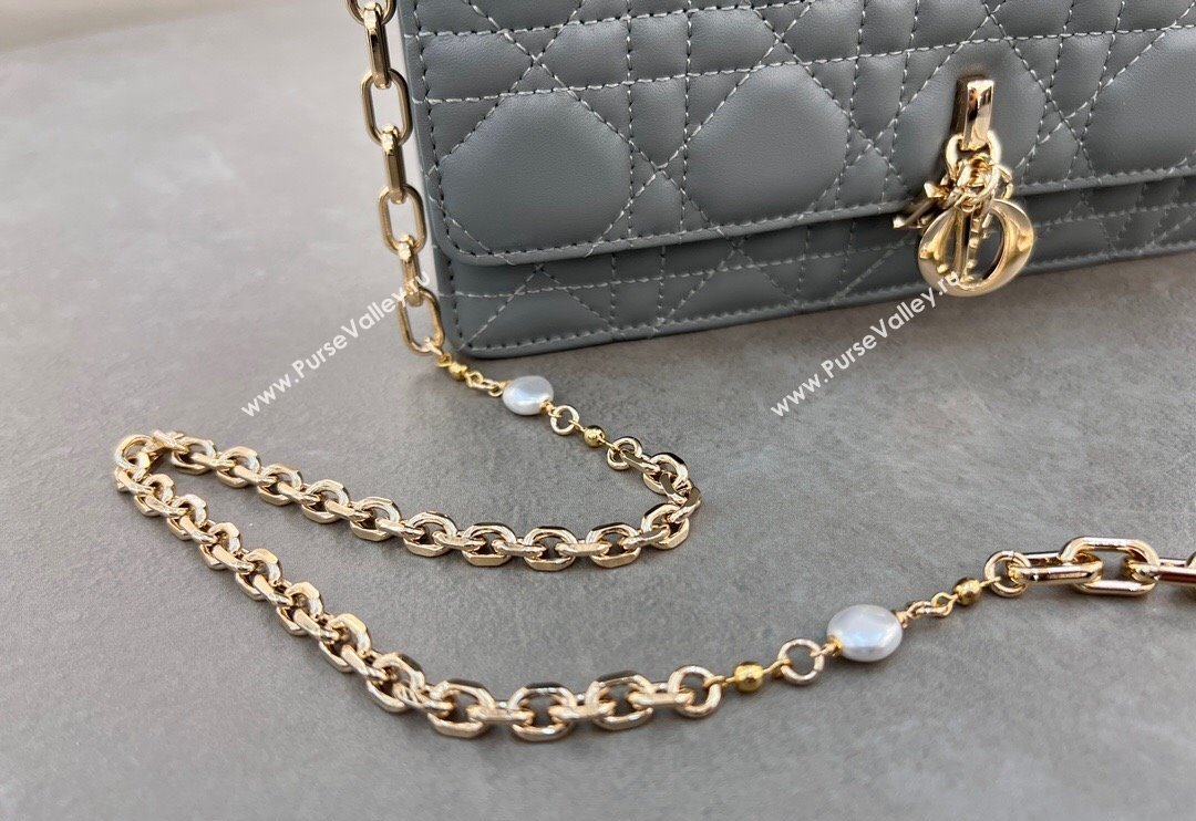 Dior My Dior Mini Bag in Cannage Lambskin with Pearl 0980 Grey (BF-241031075)