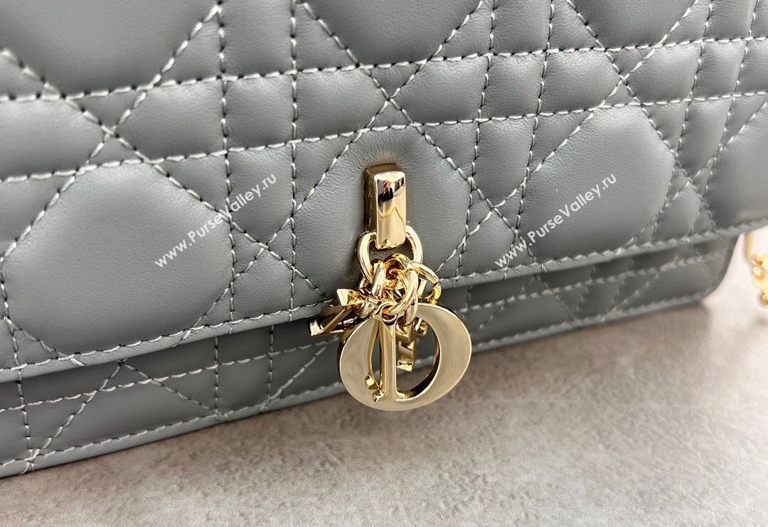 Dior My Dior Mini Bag in Cannage Lambskin with Pearl 0980 Grey (BF-241031075)