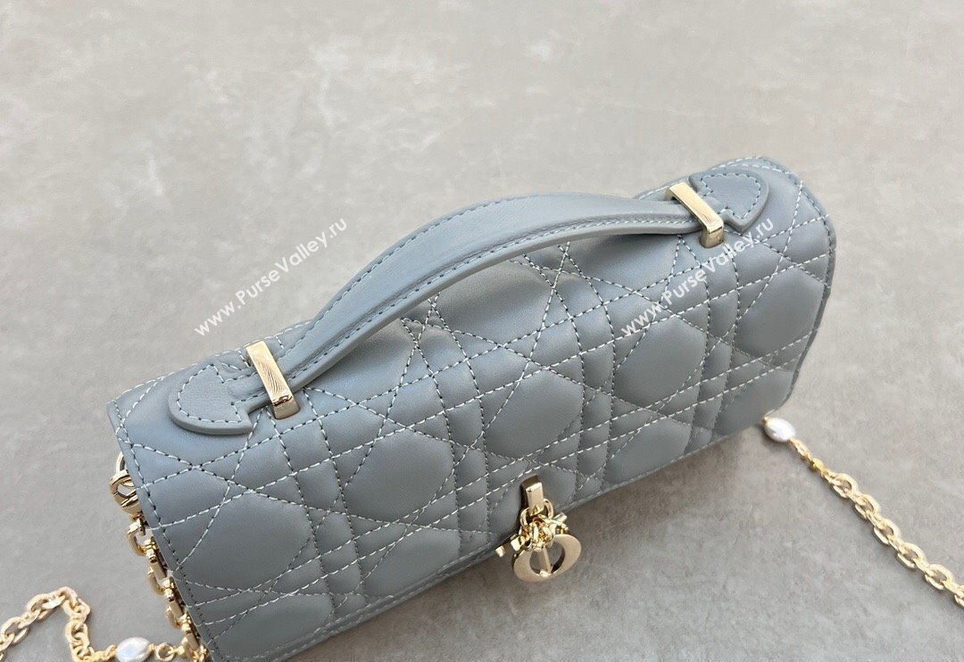 Dior My Dior Mini Bag in Cannage Lambskin with Pearl 0980 Grey (BF-241031075)