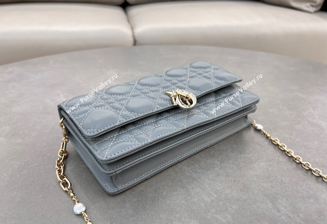 Dior My Dior Mini Bag in Cannage Lambskin with Pearl 0980 Grey (BF-241031075)