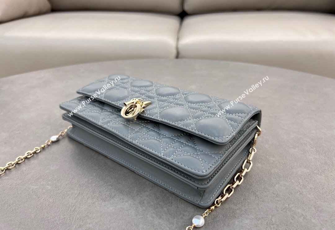 Dior My Dior Mini Bag in Cannage Lambskin with Pearl 0980 Grey (BF-241031075)