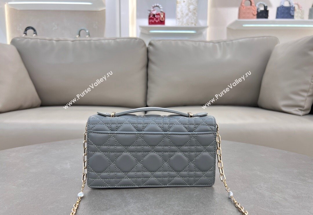 Dior My Dior Mini Bag in Cannage Lambskin with Pearl 0980 Grey (BF-241031075)