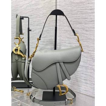 Dior Medium Saddle Bag with Strap in Grained Calfskin Rock Grey 2024 (XXG-241101040)