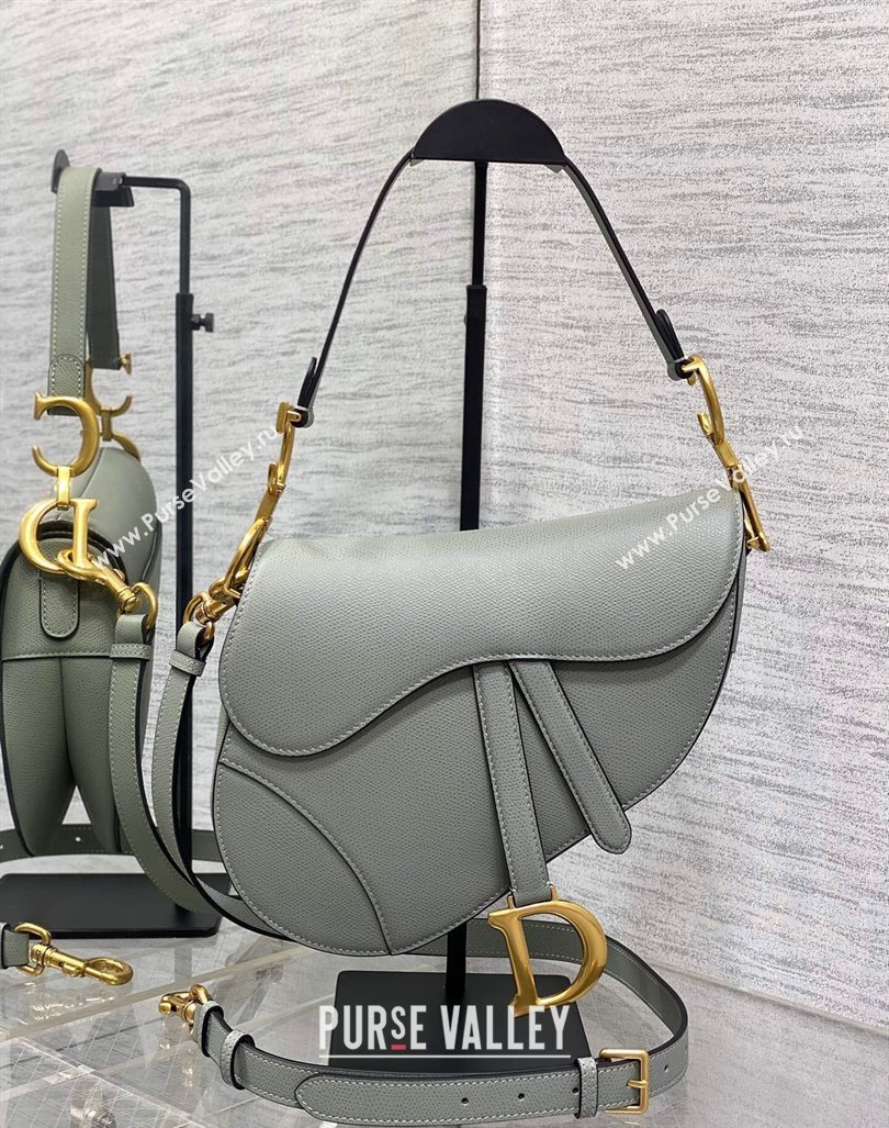 Dior Medium Saddle Bag with Strap in Grained Calfskin Rock Grey 2024 (XXG-241101040)