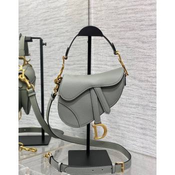 Dior Mini Saddle Bag with Strap in Grained Calfskin Rock Grey 2024 (XXG-241101057)