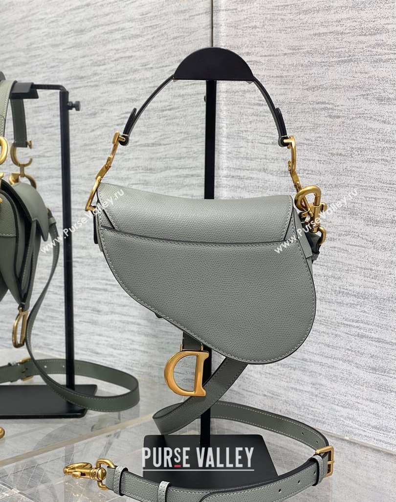 Dior Mini Saddle Bag with Strap in Grained Calfskin Rock Grey 2024 (XXG-241101057)