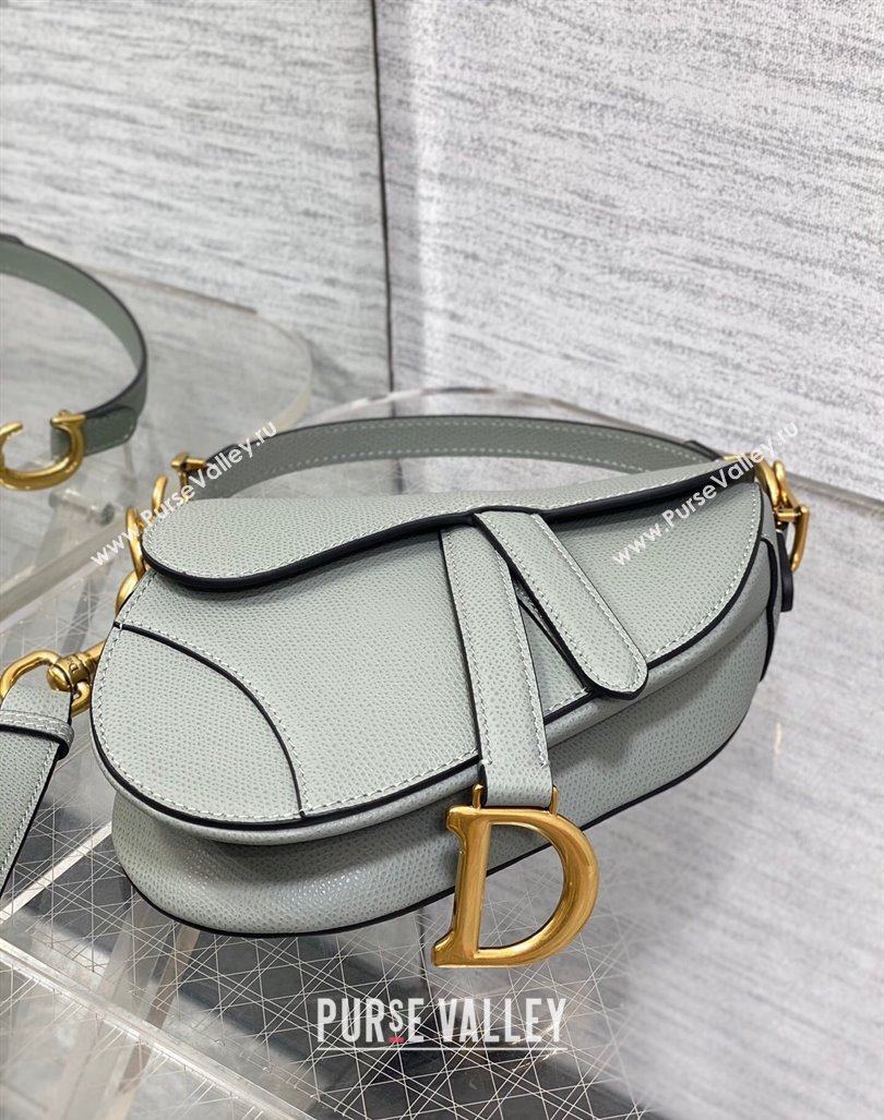 Dior Mini Saddle Bag with Strap in Grained Calfskin Rock Grey 2024 (XXG-241101057)