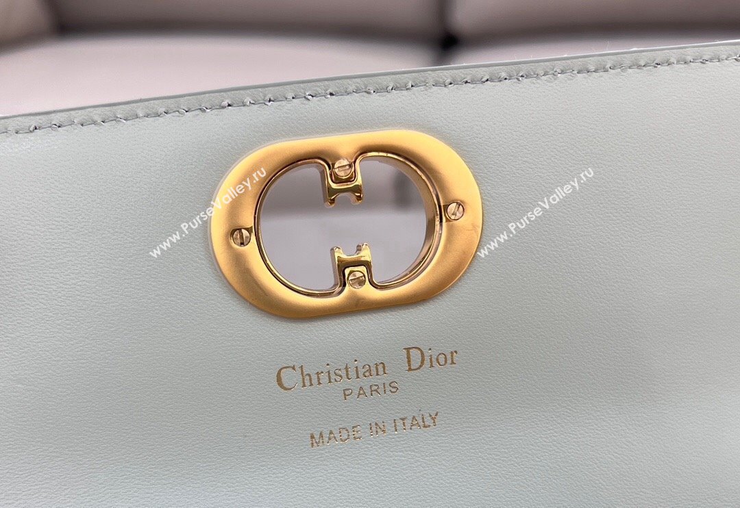 Dior Miss Caro Pouch with Chain in Macrocannage Lambskin Light Blue 2024 5225 (BF-241031088)