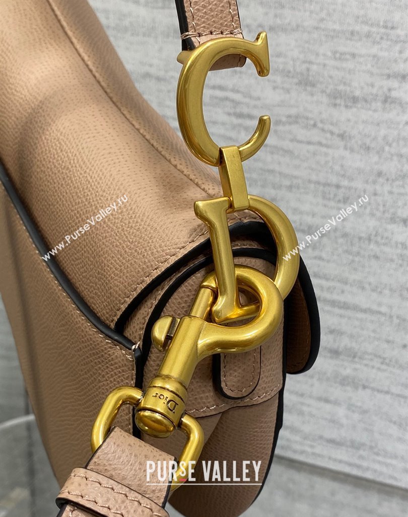 Dior Mini Saddle Bag with Strap in Grained Calfskin Bean Paste Pink 2024 (XXG-241101058)