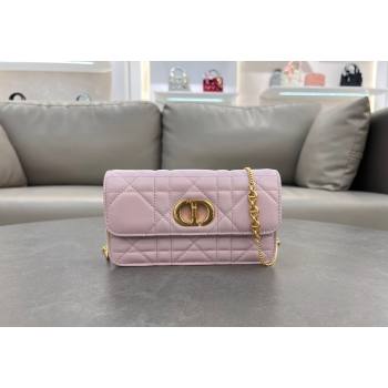 Dior Miss Caro Pouch with Chain in Macrocannage Lambskin Light Pink 2024 5225 (BF-241031089)