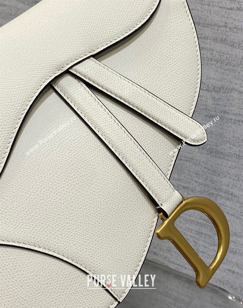 Dior Medium Saddle Bag with Strap in Grained Calfskin White 2024 (XXG-241101042)