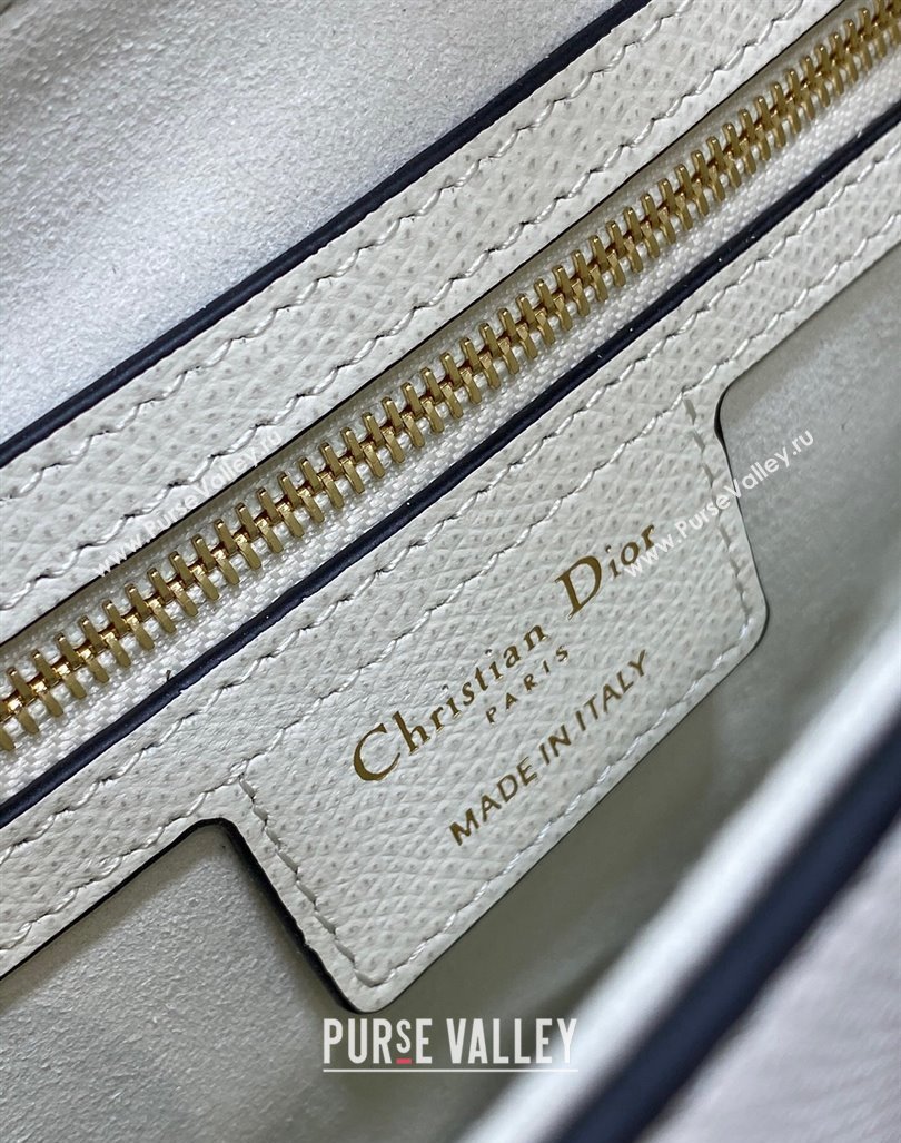 Dior Medium Saddle Bag with Strap in Grained Calfskin White 2024 (XXG-241101042)