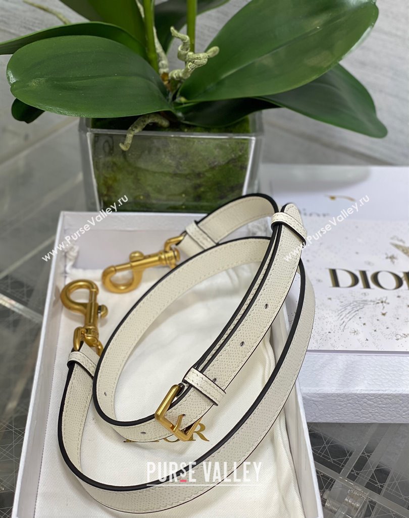 Dior Medium Saddle Bag with Strap in Grained Calfskin White 2024 (XXG-241101042)