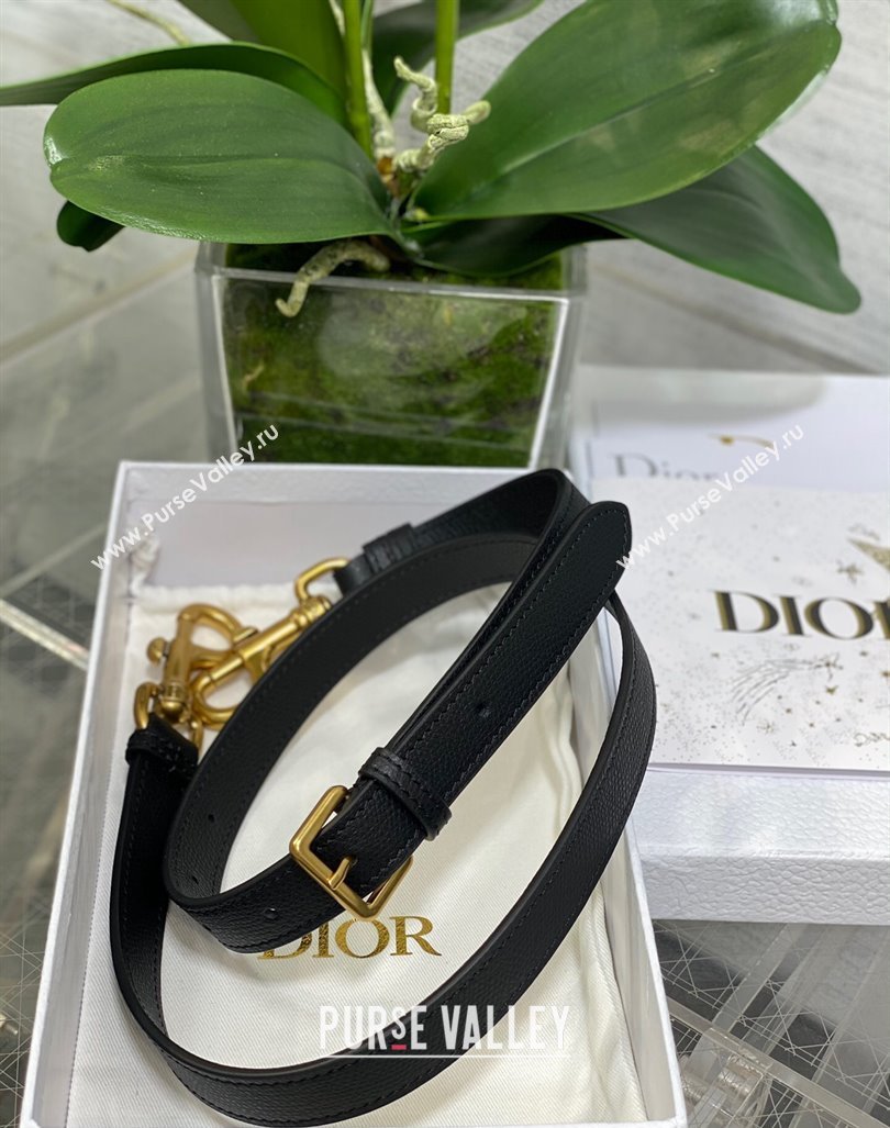 Dior Medium Saddle Bag with Strap in Grained Calfskin Black/Gold 2024 (XXG-241101043)