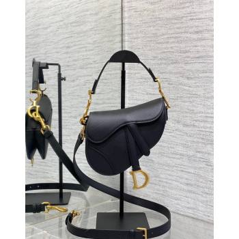 Dior Mini Saddle Bag with Strap in Grained Calfskin Black/Gold 2024 (XXG-241101060)