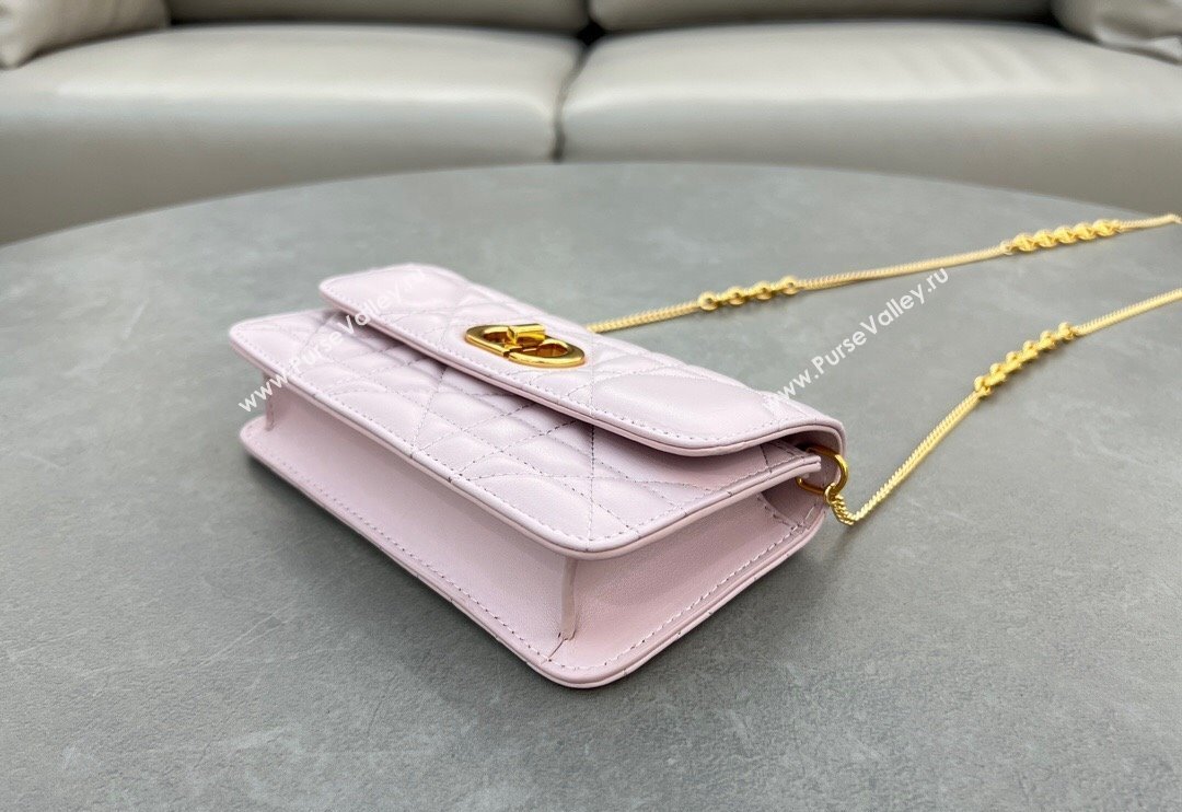 Dior Miss Caro Pouch with Chain in Macrocannage Lambskin Light Pink 2024 5225 (BF-241031089)