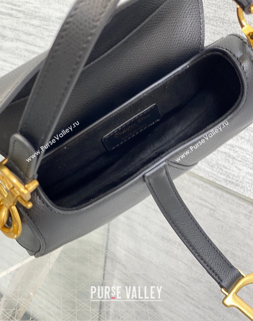 Dior Mini Saddle Bag with Strap in Grained Calfskin Black/Gold 2024 (XXG-241101060)