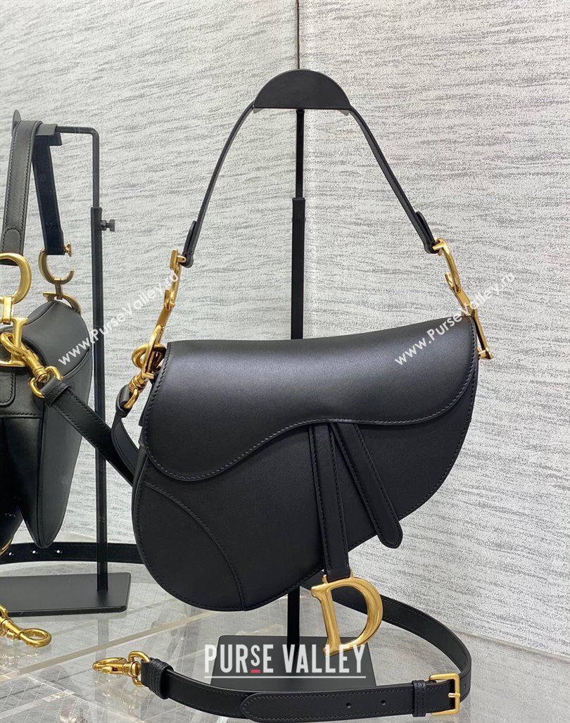 Dior Medium Saddle Bag with Strap in Smooth Calfskin Black 2024 (XXG-241101051)