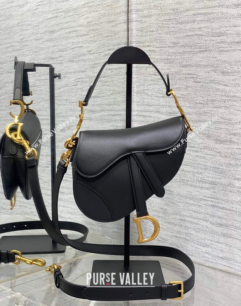 Dior Mini Saddle Bag with Strap in Smooth Calfskin Black 2024 (XXG-241101061)