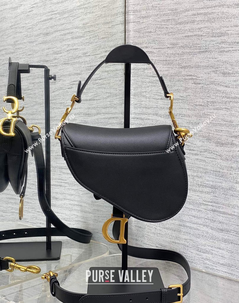 Dior Mini Saddle Bag with Strap in Smooth Calfskin Black 2024 (XXG-241101061)