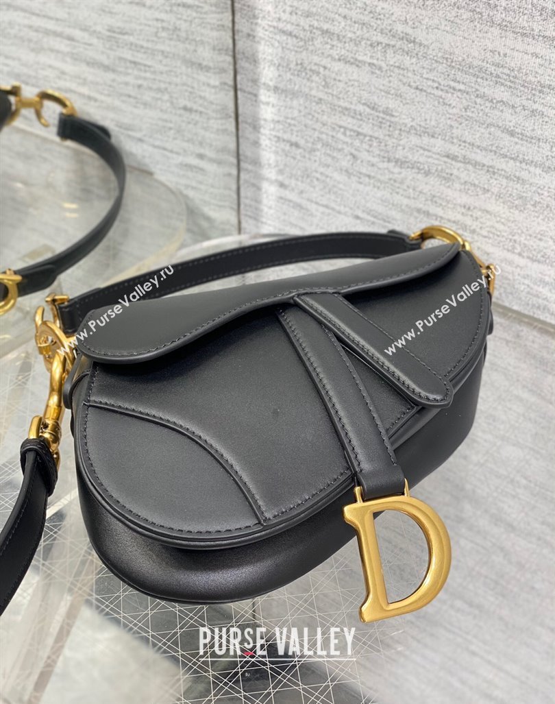 Dior Mini Saddle Bag with Strap in Smooth Calfskin Black 2024 (XXG-241101061)