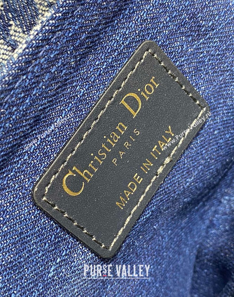 Dior Mini Saddle Bag with Strap in Blue Oblique Denim 2024 (BF-241101062)