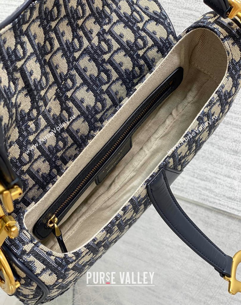 Dior Medium Saddle Bag with Strap in Blue Oblique Canvas 2024 (BF-241101047)