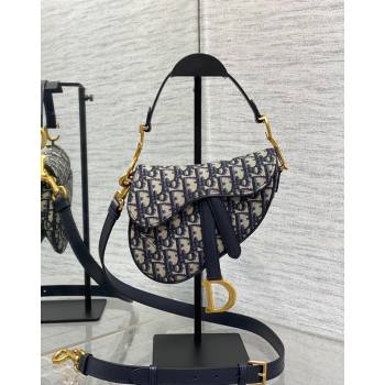 Dior Mini Saddle Bag with Strap in Blue Oblique Canvas 2024 (BF-241101063)