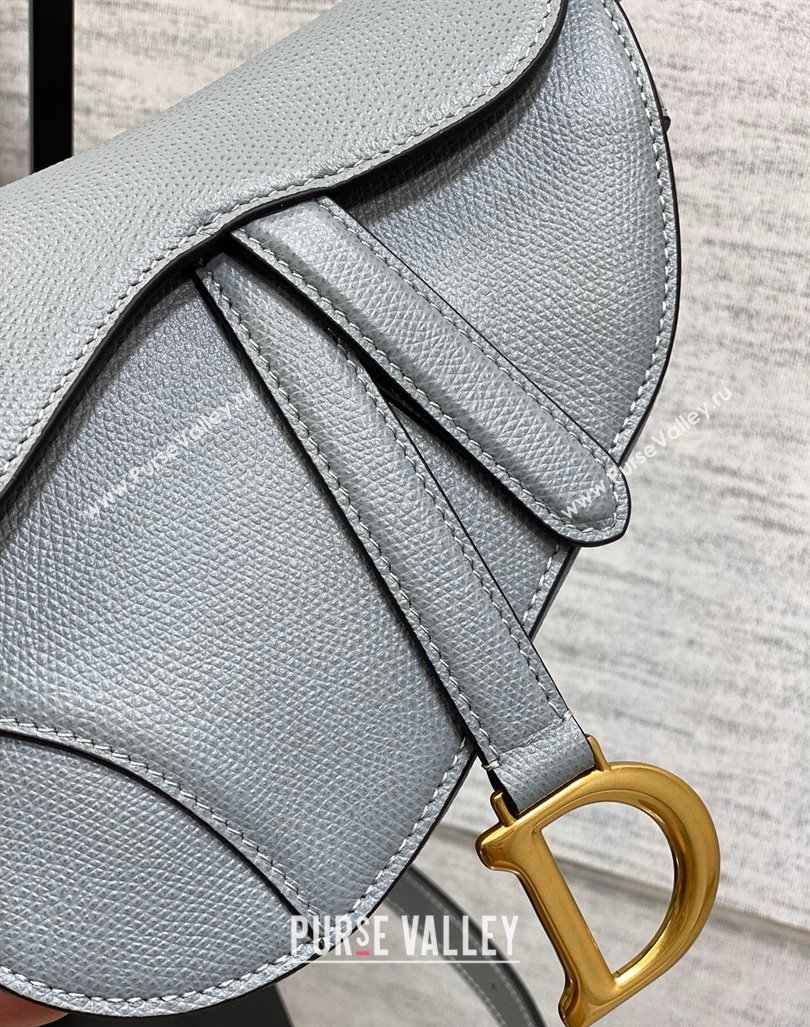 Dior Mini Saddle Bag with Strap in Grained Calfskin Dusty Blue 2024 (XXG-241101064)