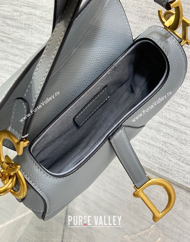 Dior Mini Saddle Bag with Strap in Grained Calfskin Dusty Blue 2024 (XXG-241101064)