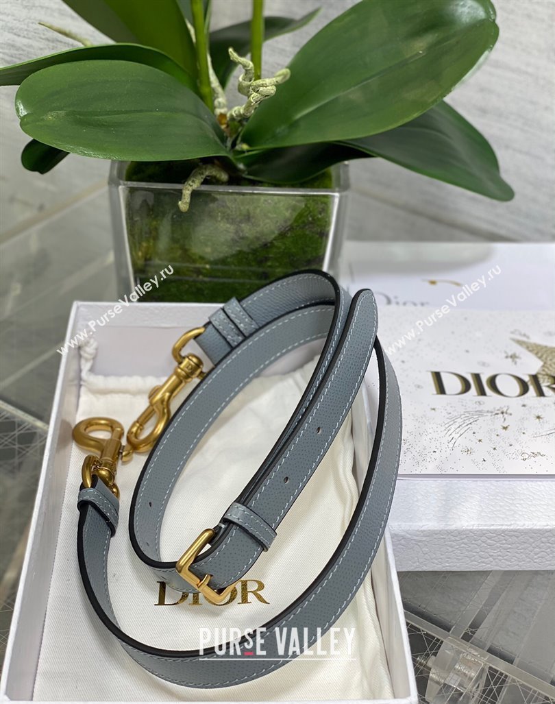 Dior Mini Saddle Bag with Strap in Grained Calfskin Dusty Blue 2024 (XXG-241101064)