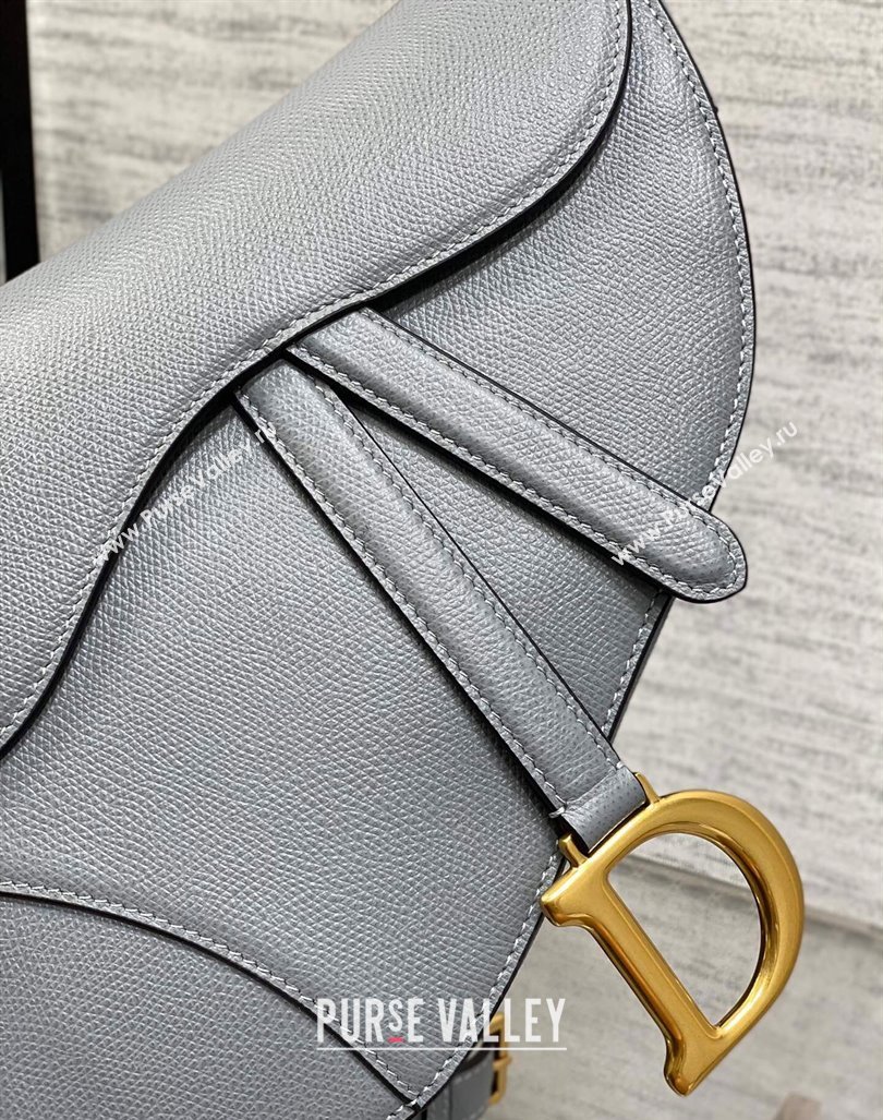 Dior Medium Saddle Bag with Strap in Grained Calfskin Dusty Blue 2024 (XXG-241101045)